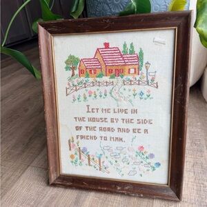 Framed Embroidered House Art